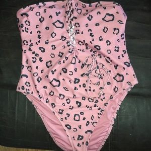 pink and black cheetah print bathing suit
